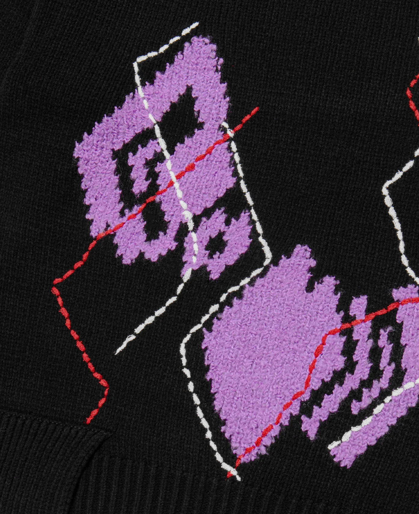 Argyle Crew-neck Sweater (Black) - Image 4