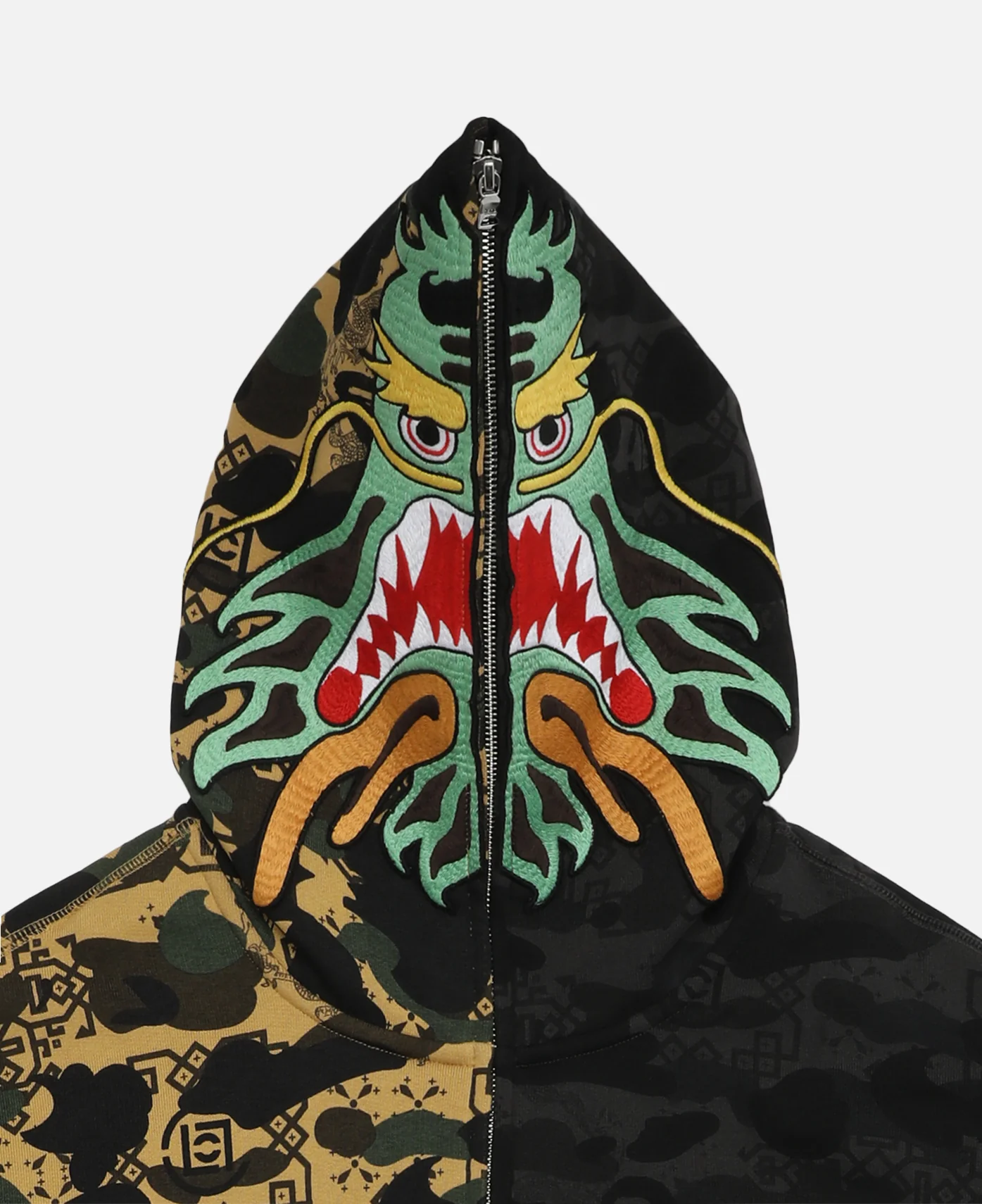Camo Split Shark Relaxed Fit Full Zip Hoodie (Camo) - Image 3
