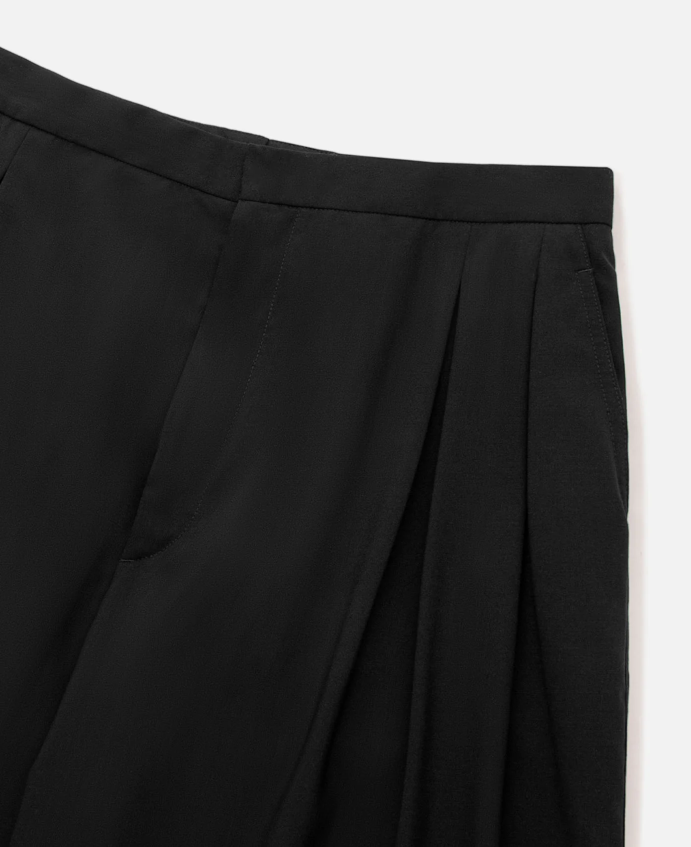 Wool Blend Wide Leg Tailored Pants (Black) - Image 4