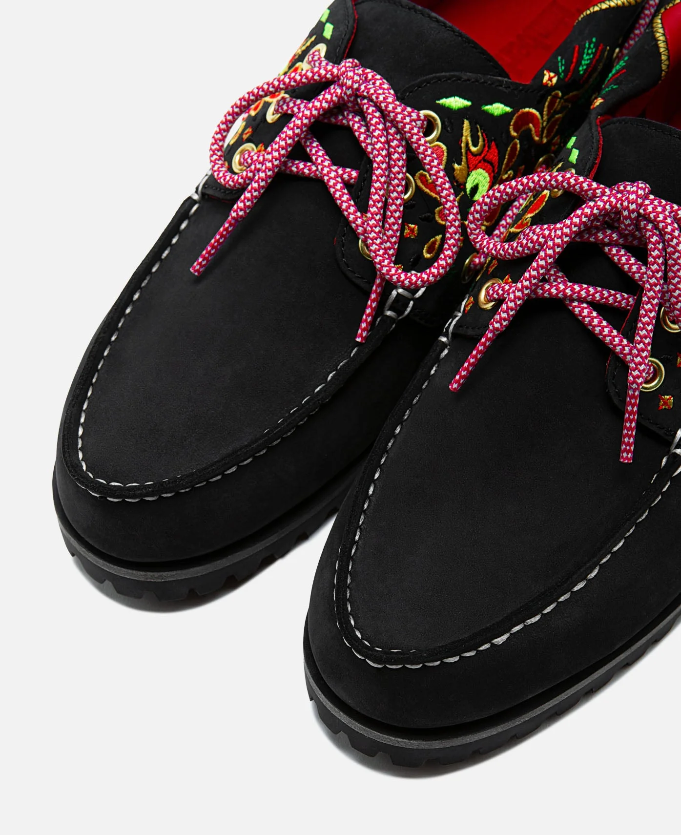 Women's Noreen 3-Eye Lug Handsewn Boat Shoes (Black) - Image 14