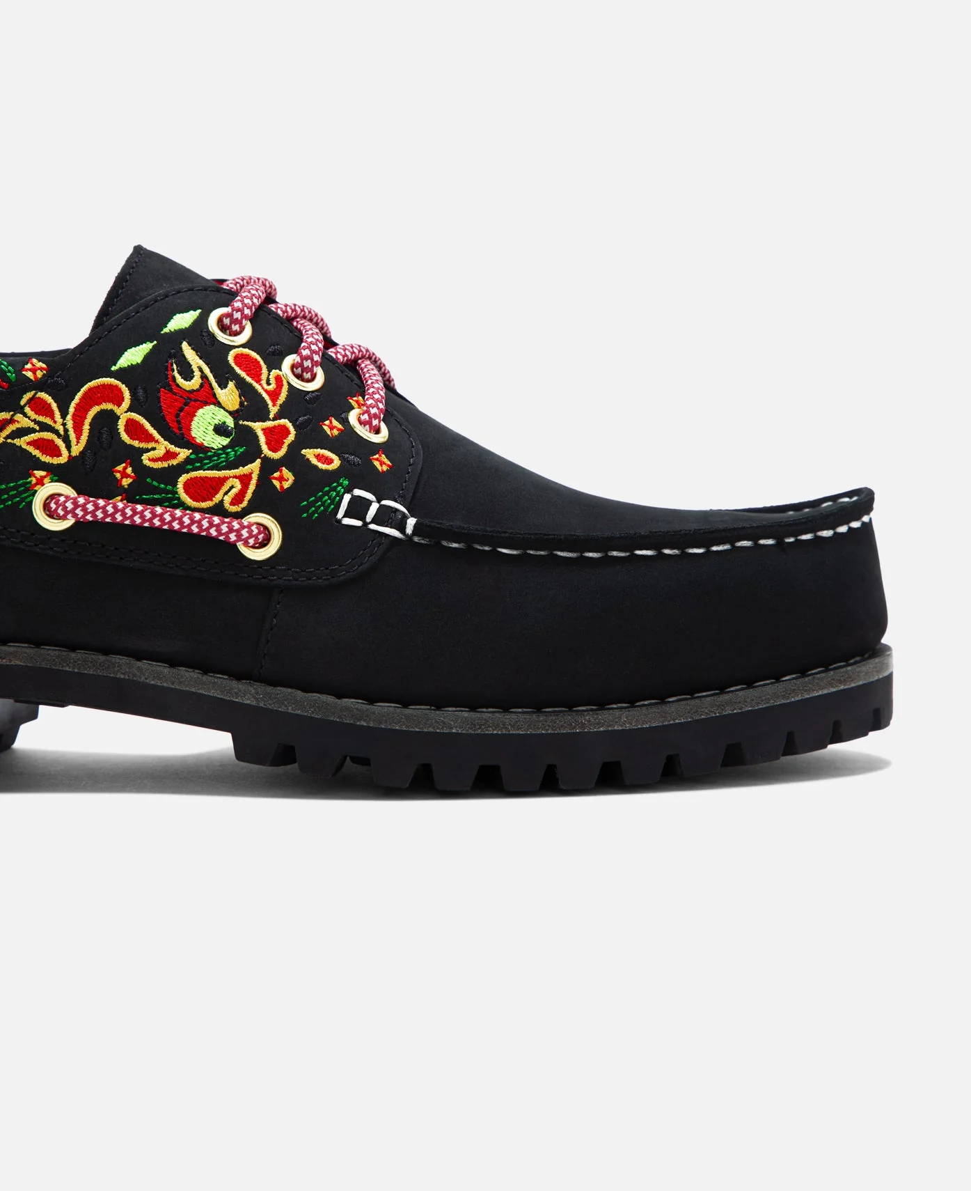 Women's Noreen 3-Eye Lug Handsewn Boat Shoes (Black) - Image 15