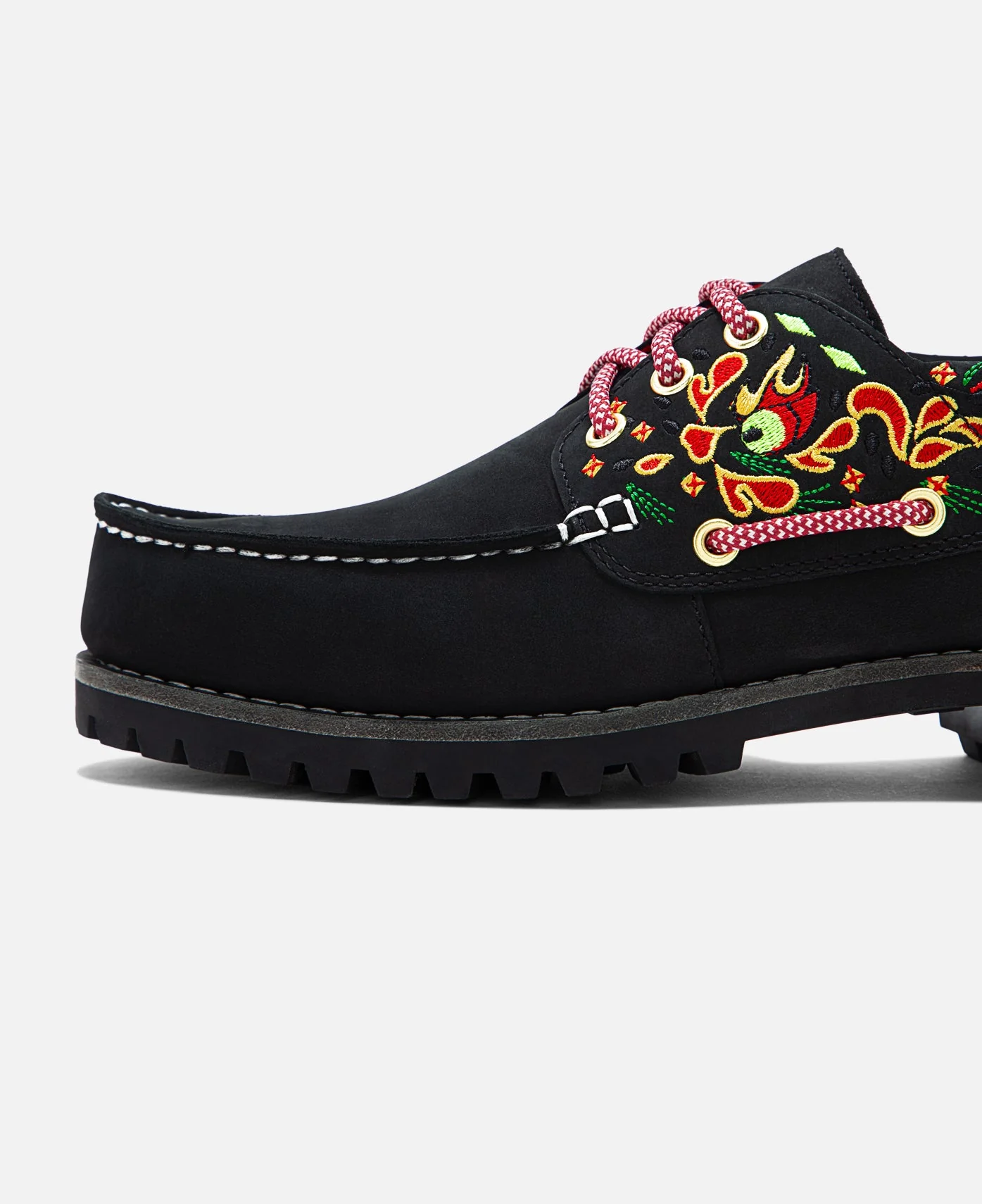 Women's Noreen 3-Eye Lug Handsewn Boat Shoes (Black) - Image 16