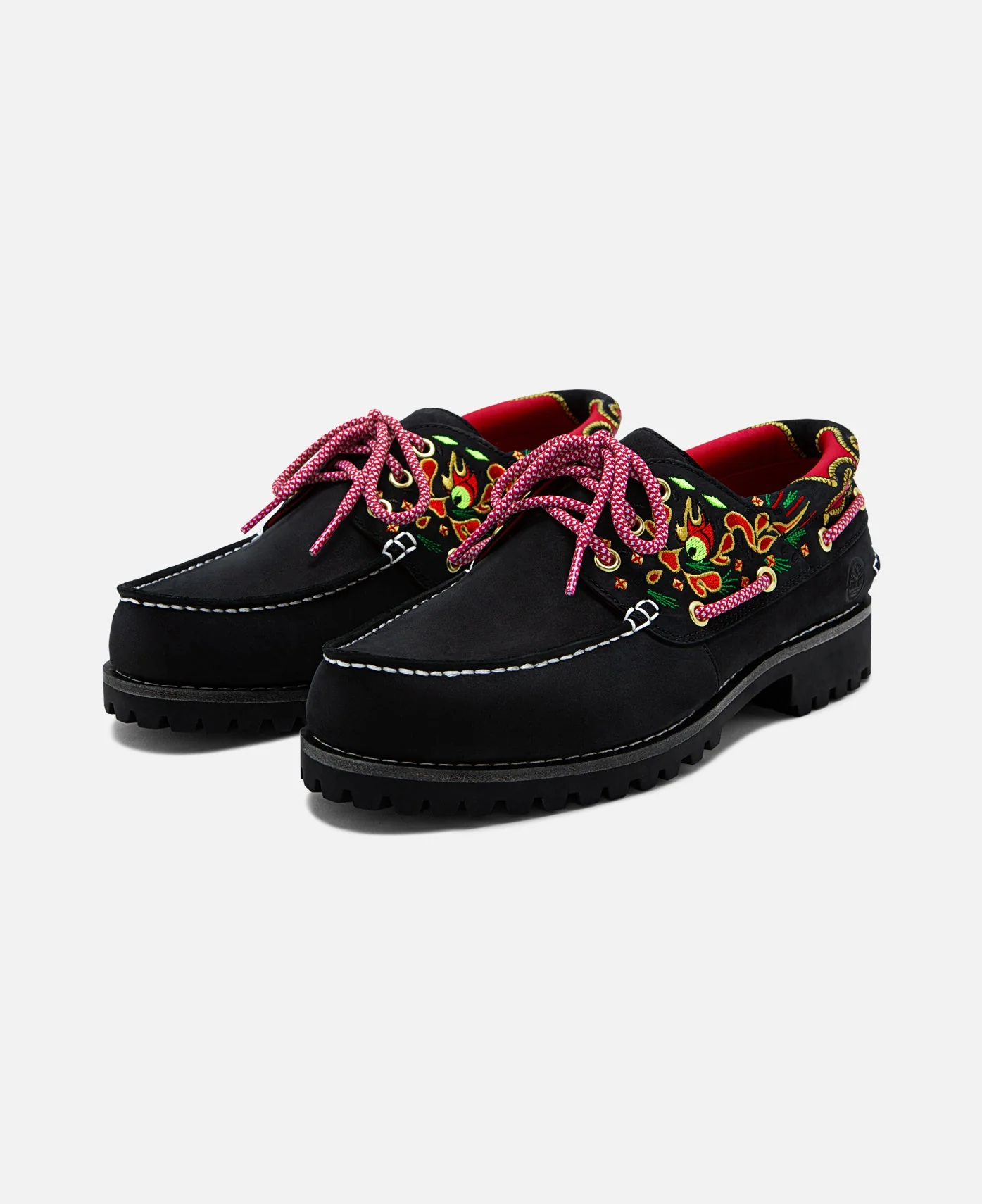 Women's Noreen 3-Eye Lug Handsewn Boat Shoes (Black) - Image 7