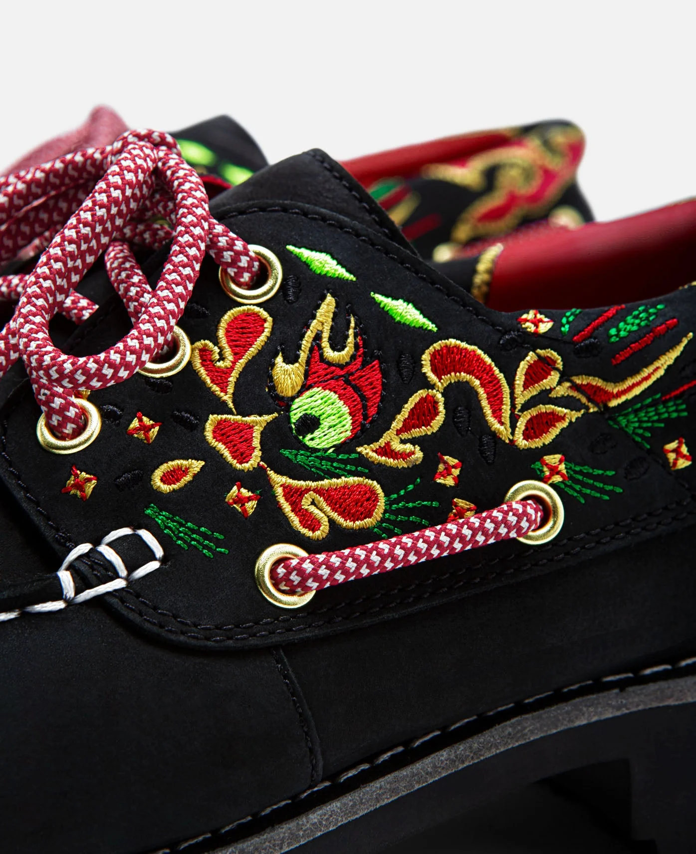 Women's Noreen 3-Eye Lug Handsewn Boat Shoes (Black) - Image 9